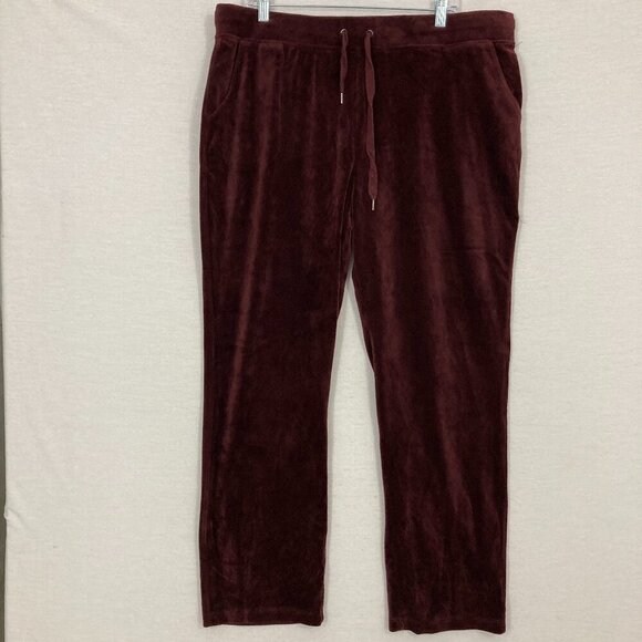 Gloria Vanderbilt Red Burgundy Velvet Straight Leg Comfy Pull-on Pants XXL - Picture 1 of 9